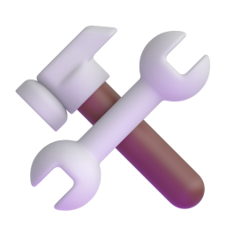 illustration of 3d hammer and wrench